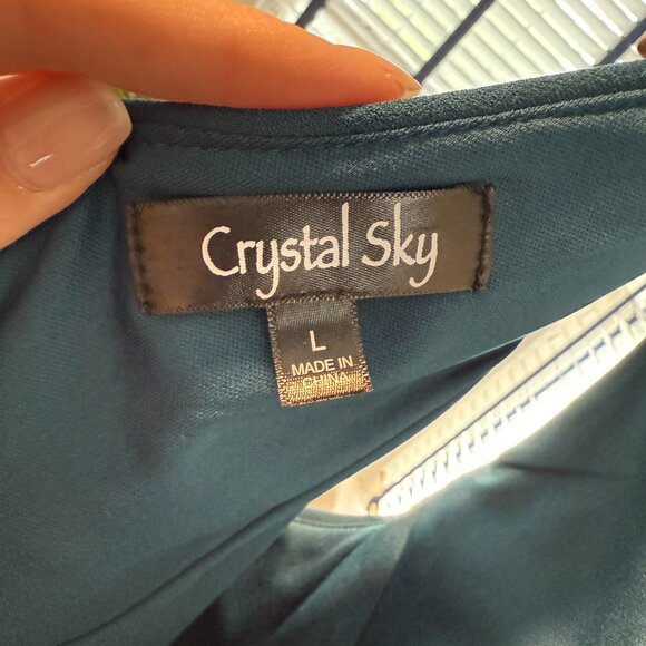 Crystal Sky Dark Teal Sleeveless Wide-Leg Jumpsuit – Size Large - Picture 3 of 6